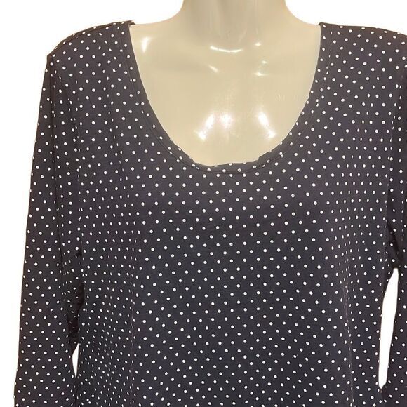 L.L.Bean womens top Swiss dot pullover‎ 100% cotton XL round neck half sleeve - Picture 2 of 6